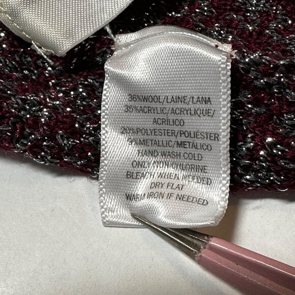 Loft Burgundy & Silver Metallic Wool Blend Infinity Scarf - Picture 9 of 10